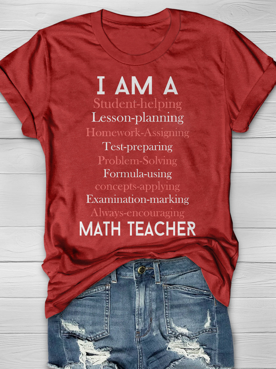 A Math Teacher's Purpose Print Graphic T-shirts