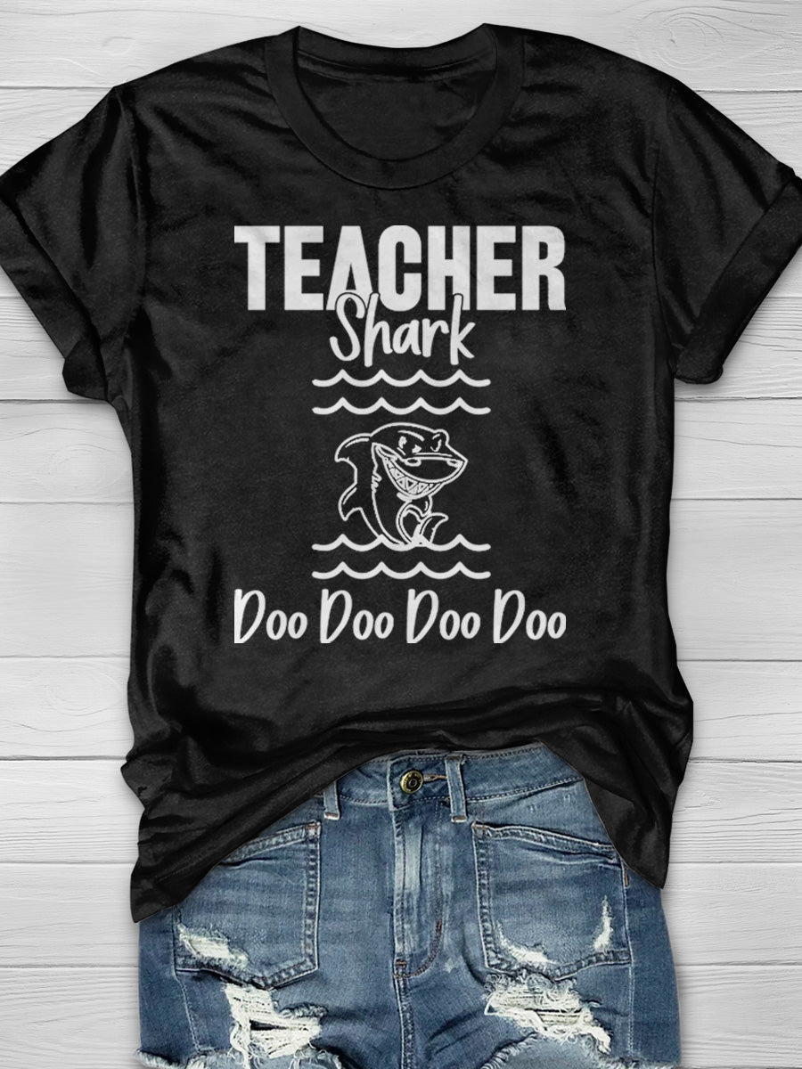 Teacher Shark Print Graphic T-shirts