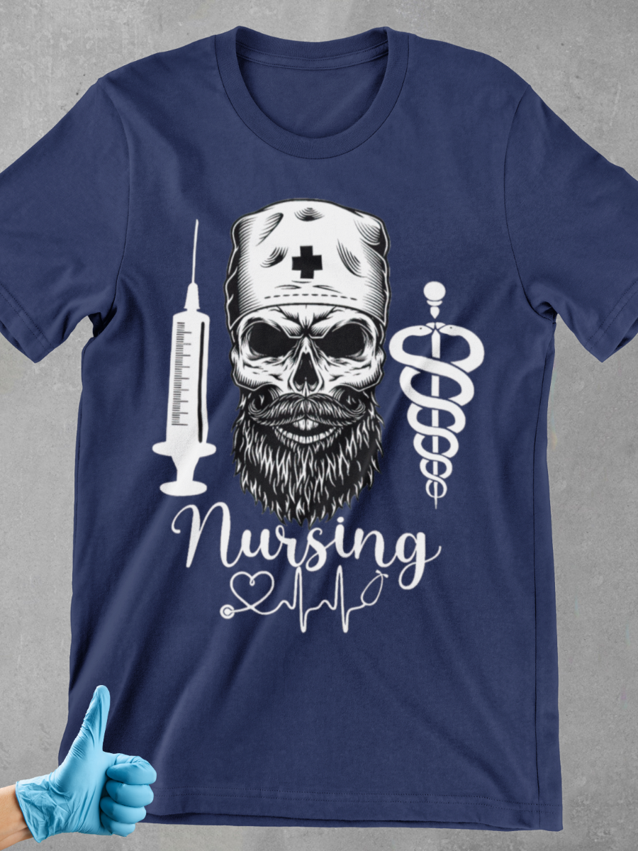 Pirates Skull Nurse Graphic T-shirt