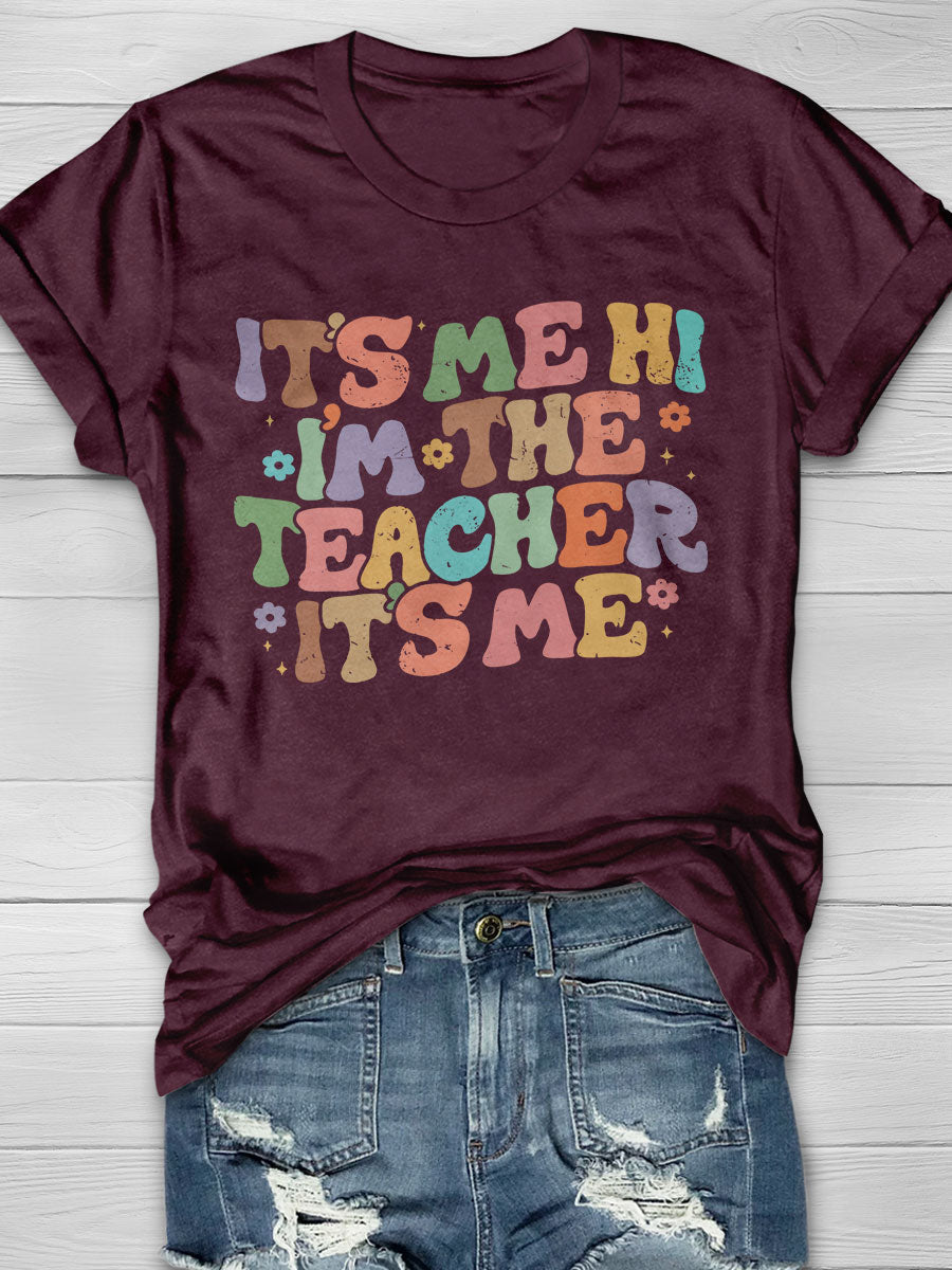 Happy Back To School Teacher Print Short Sleeve T-shirt
