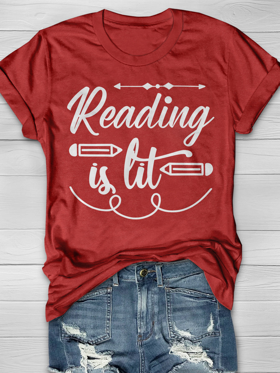 Reading Books Is Fun Print Graphic T-shirts
