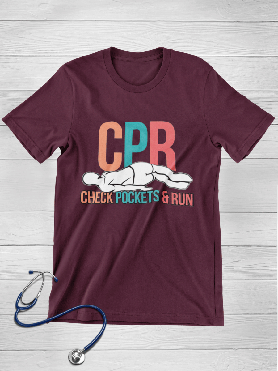 CPR Check Pocket & Run Nurse Graphic T-shirt