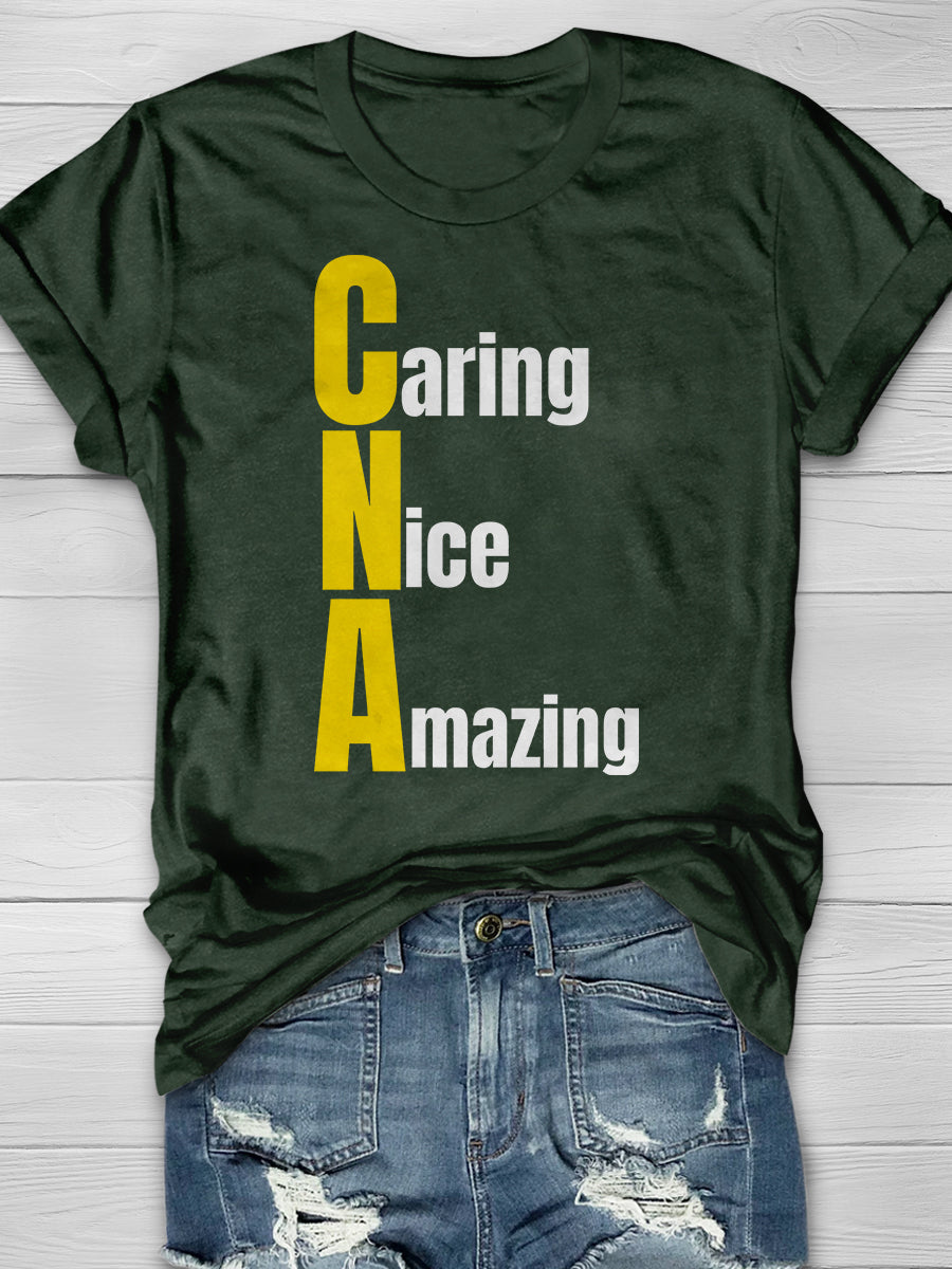 Caring Nice Amazing Print Short Sleeve T-shirt