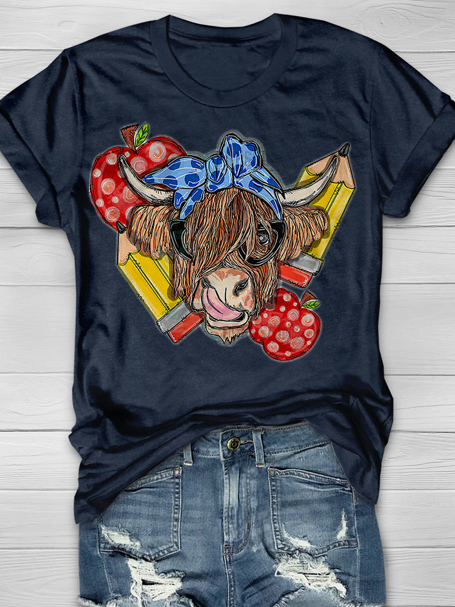 Back to school Cow Print Graphic T-shirts