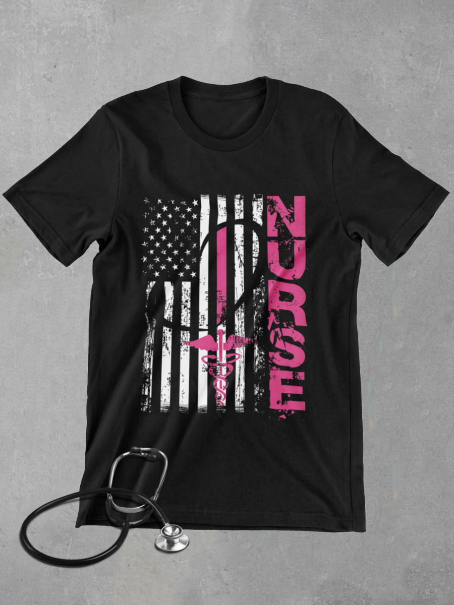 American Flag Nurse Graphic T-shirt