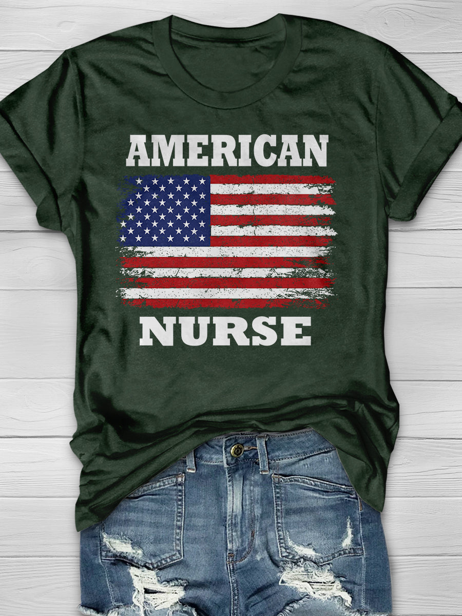 All American Nurse Print Short Sleeve T-shirt