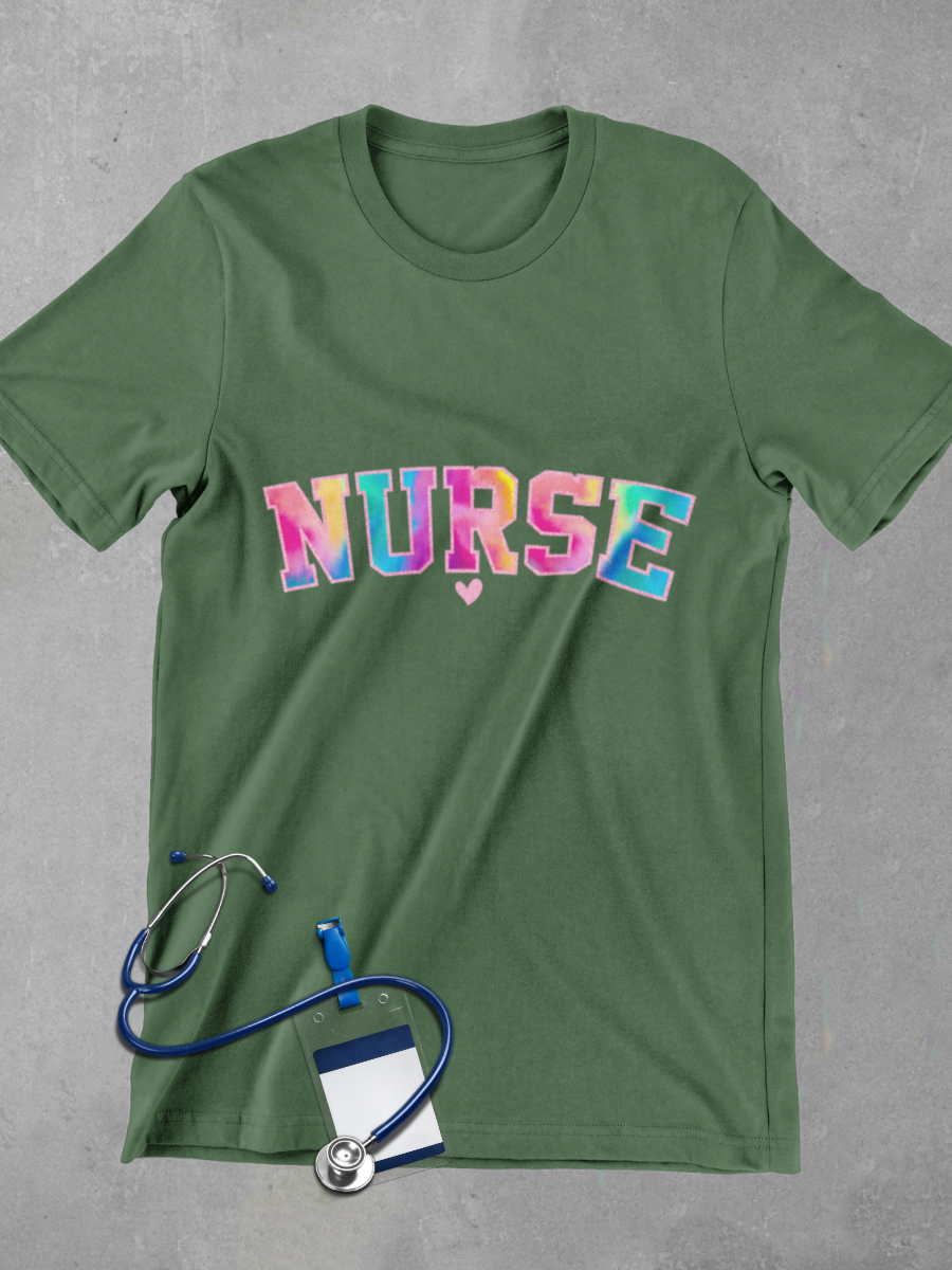 TieDye Pattern Nurse Life Graphic T-shirt