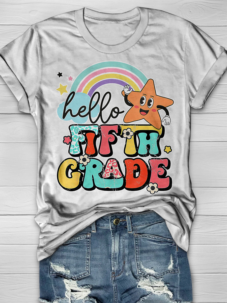 Hello 5th Grade Print Graphic T-shirts