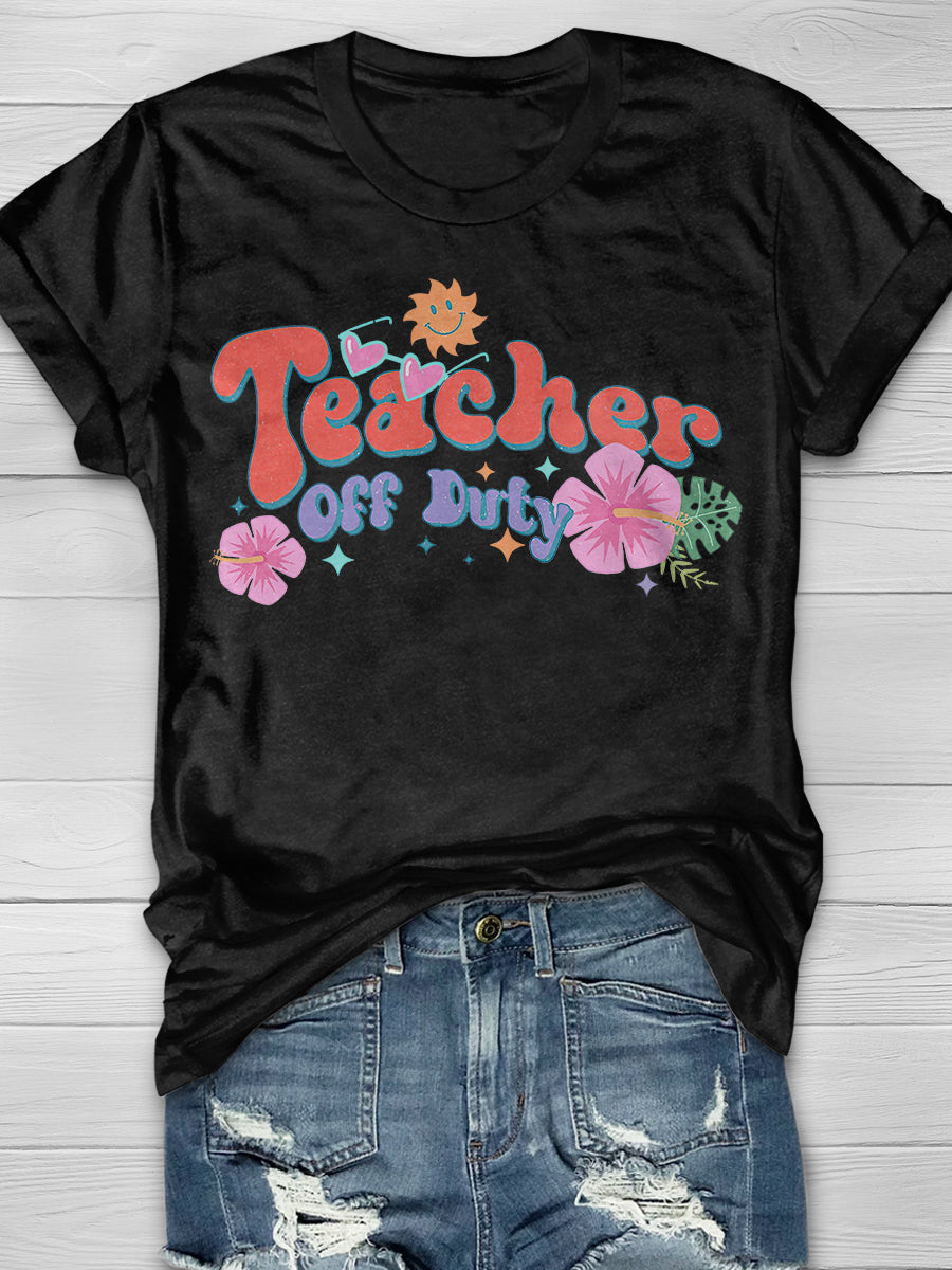 Retro Teacher Off Duty Print Graphic T-shirts