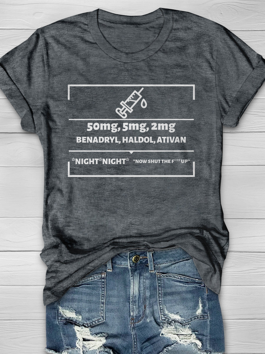 B-52 Funny Nurse Print Short Sleeve T-shirt