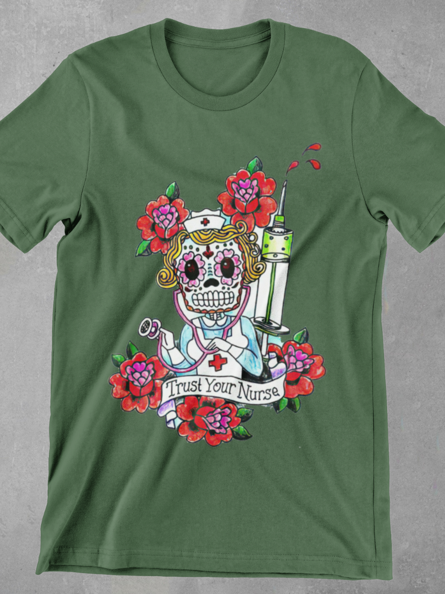 Trust Your Sugar Skull Nurse Graphic T-shirt