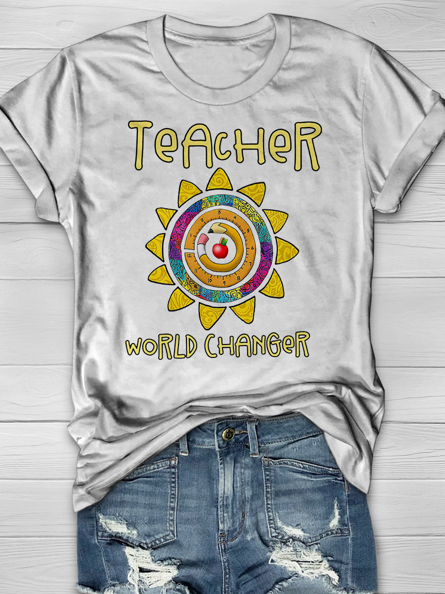 Teacher World Changer Print Graphic T-shirts