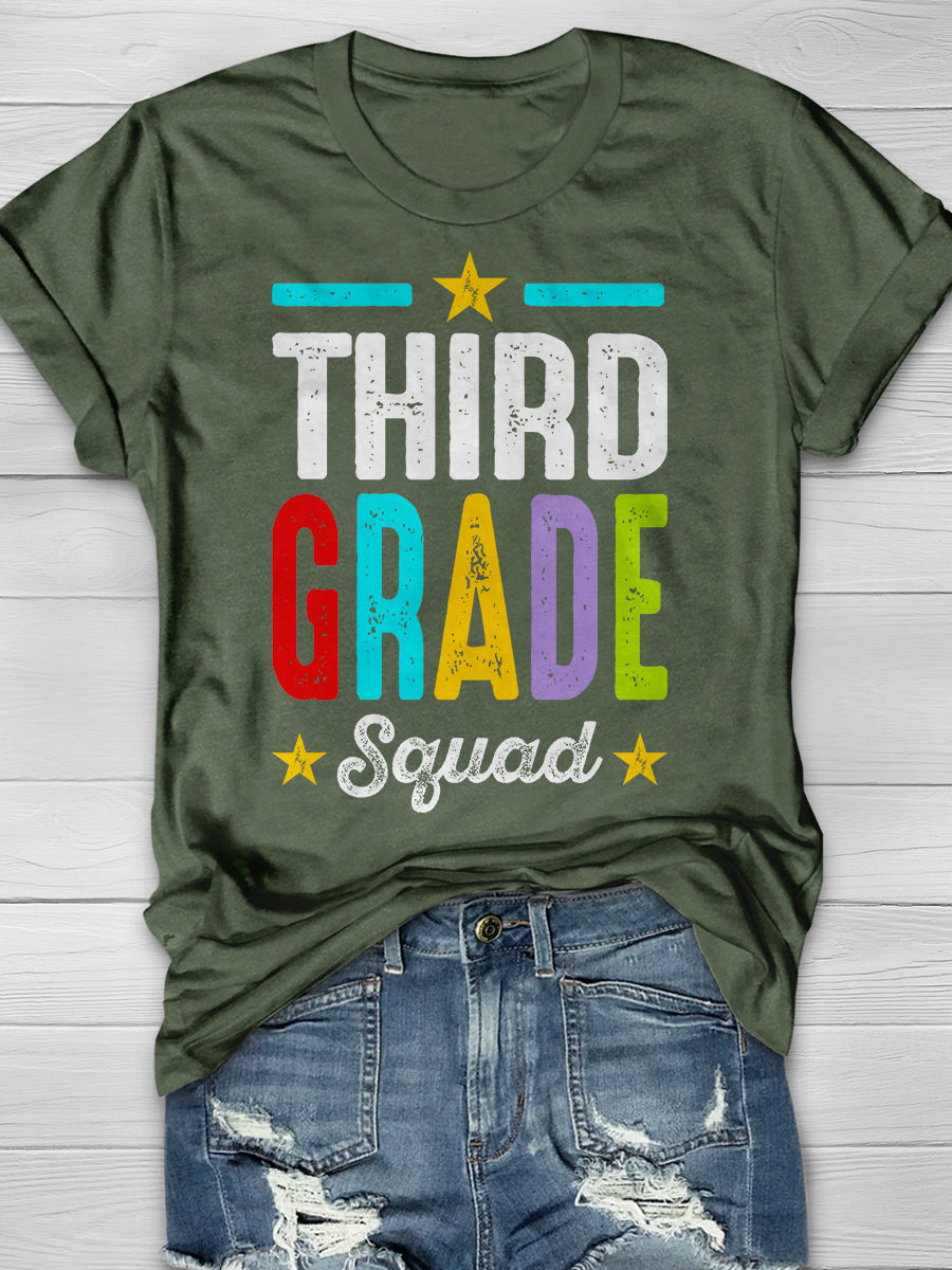 Third Grade Squad Print Graphic T-shirts