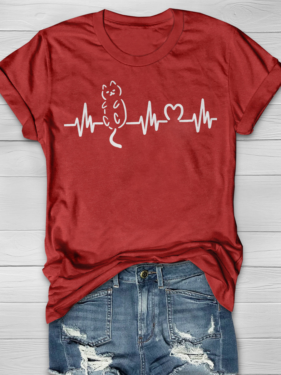 Cat Lover Nurse Print Short Sleeve T-shirt