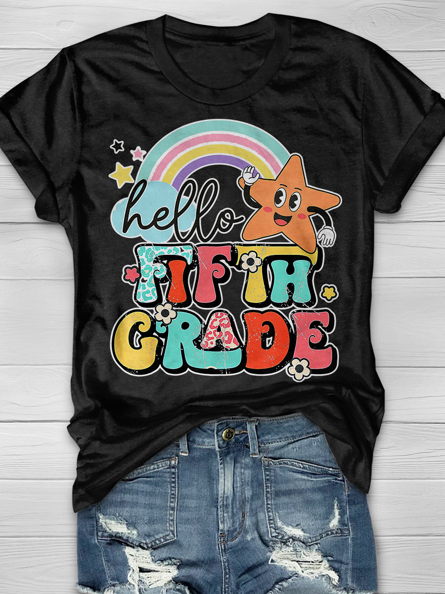 Hello 5th Grade Print Graphic T-shirts