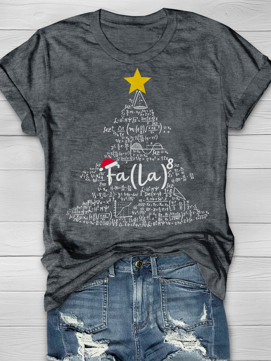 Fa La 8 Math Teacher Christmas Tree Print Graphic T-shirts