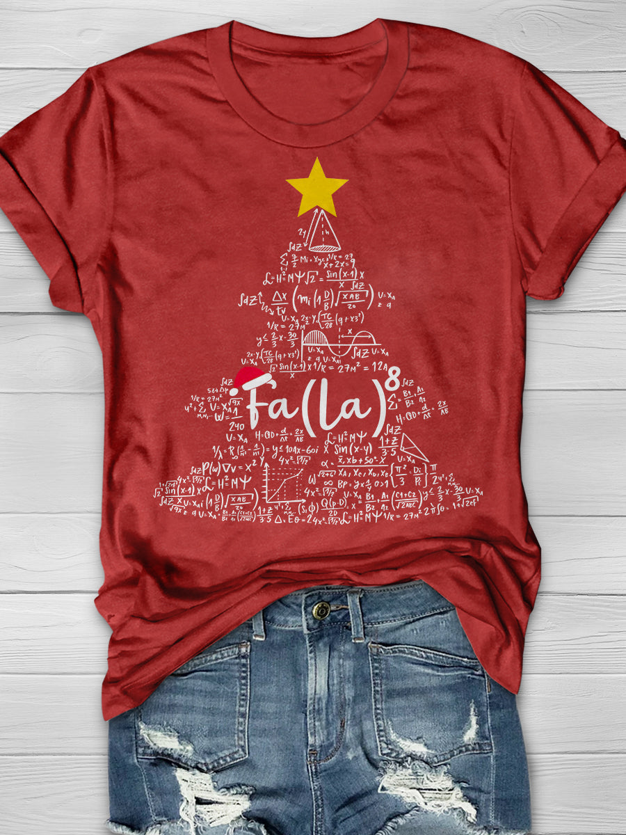 Fa La 8 Math Teacher Christmas Tree Print Graphic T-shirts