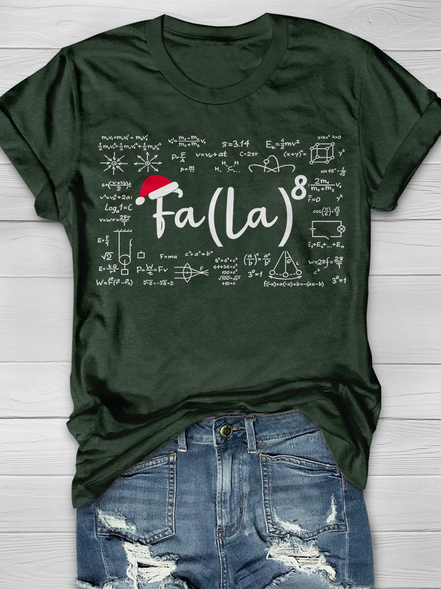 Fa La 8 Math Teacher Christmas Print Graphic T-shirts