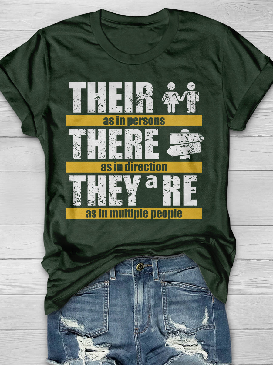 Their There They're Grammar Print Graphic T-shirts