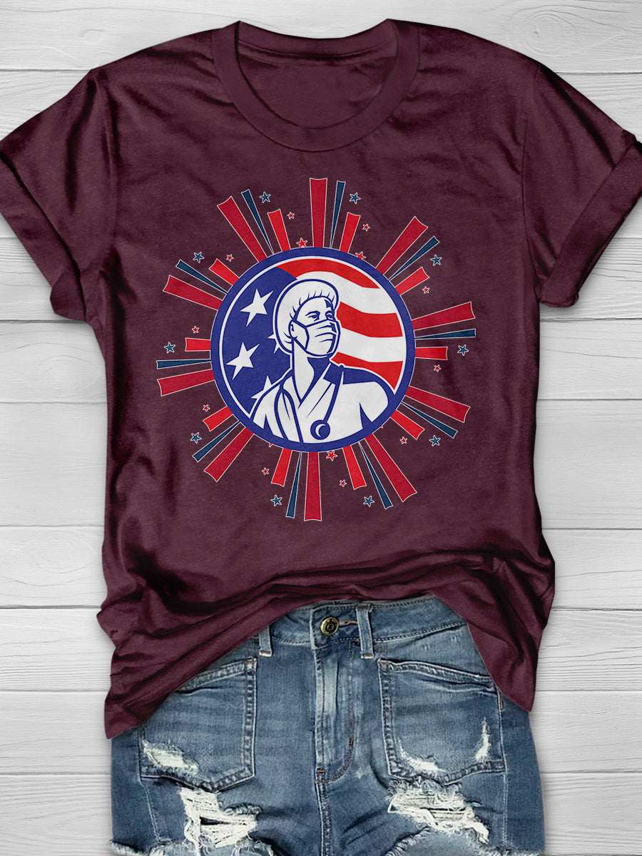 American Nurse Print Short Sleeve T-shirt