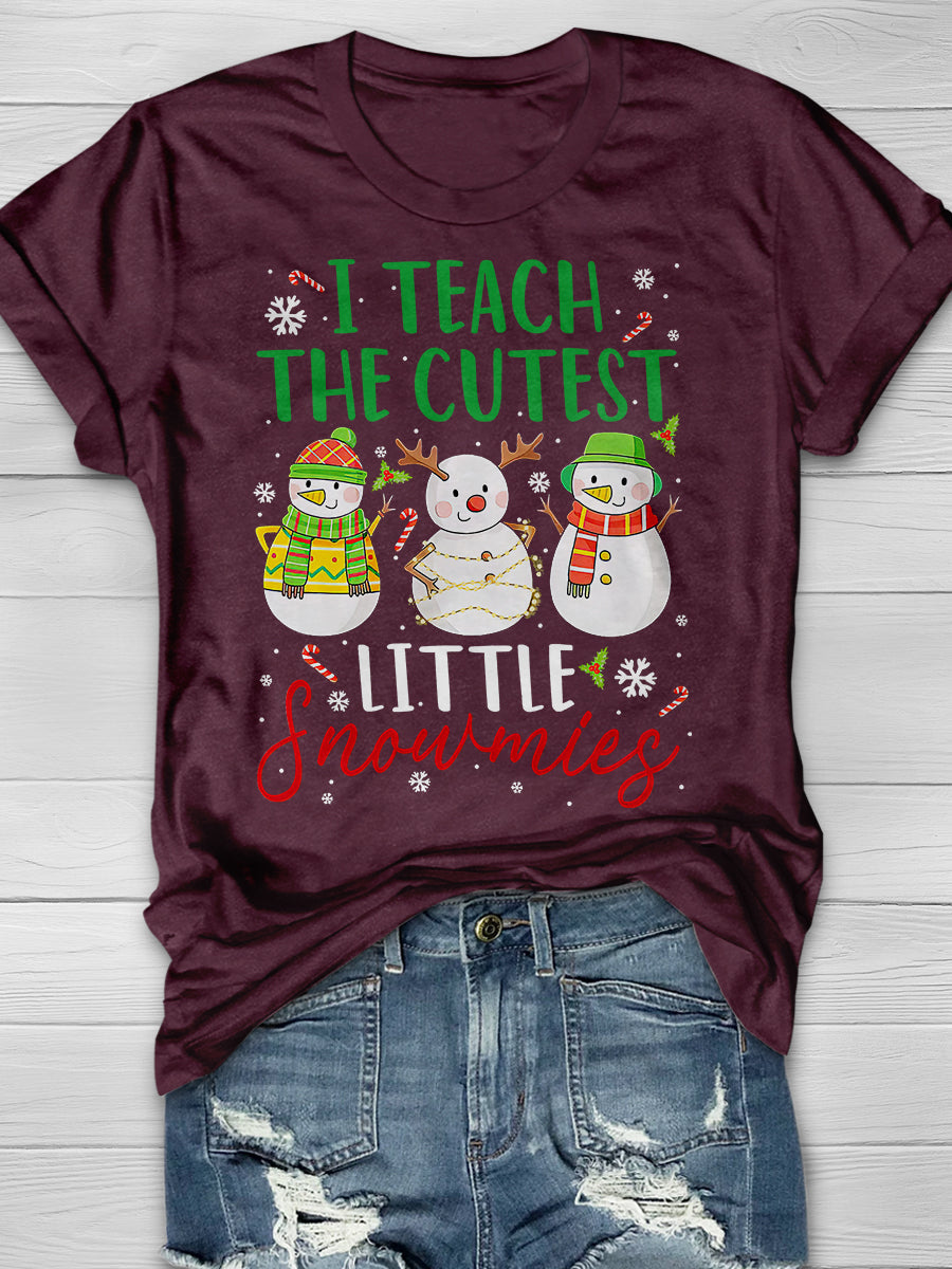 I Teach The Cutest Little Snowmies Print Graphic T-shirts