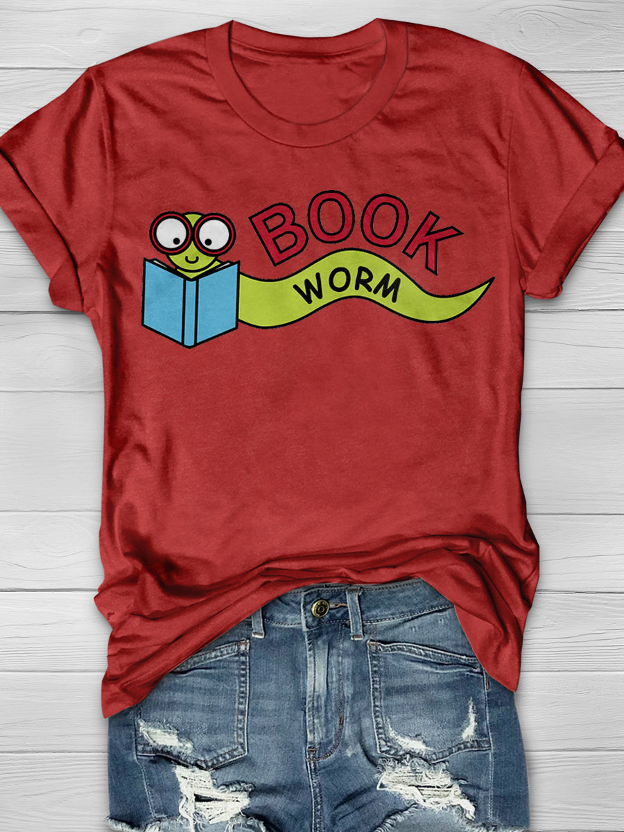Worm Book Print Graphic T-shirts