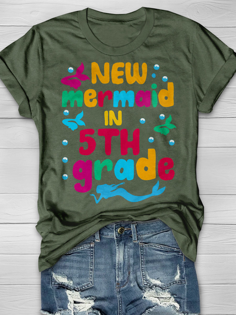 New Mermaid In 5th Grade Print Graphic T-shirts