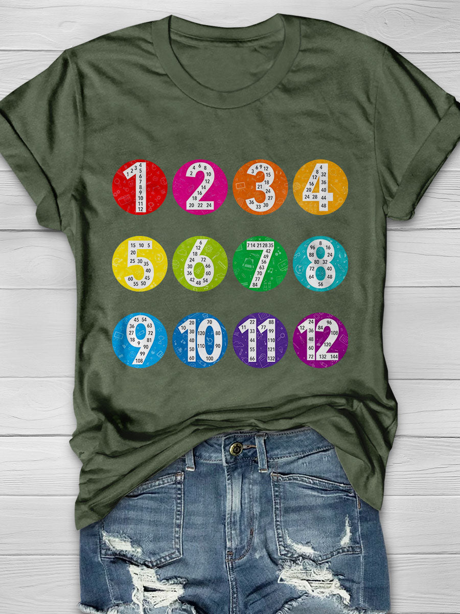 Math Digital Print Short Sleeve T-shirt