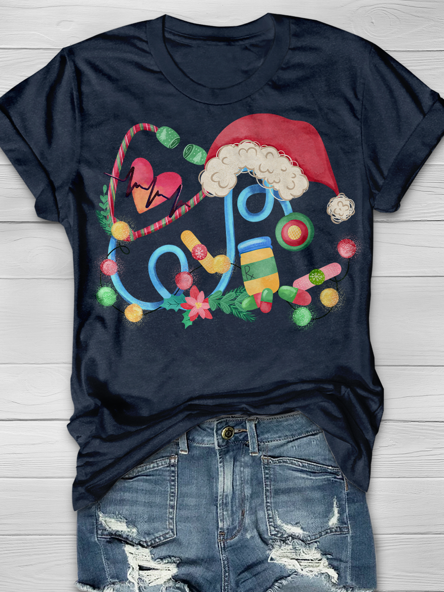 Nurse Christmas Stethoscope Graphic T-shirts