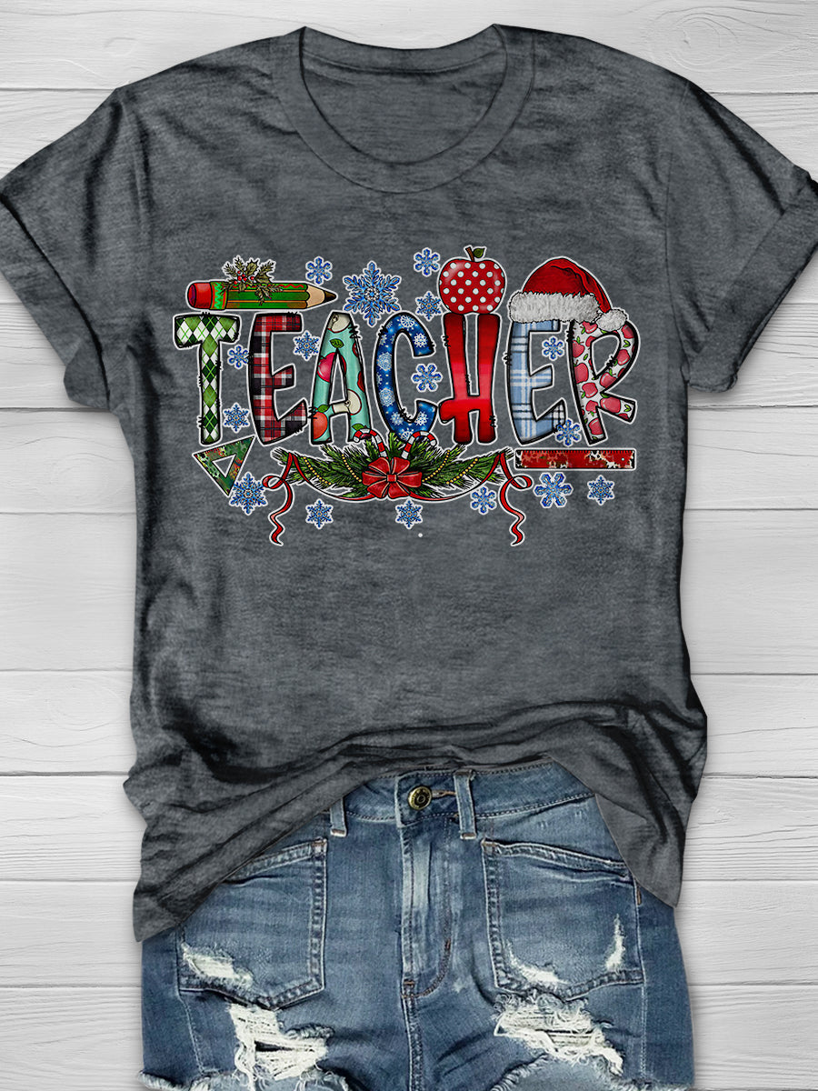 Teacher Christmas Print Graphic T-shirts