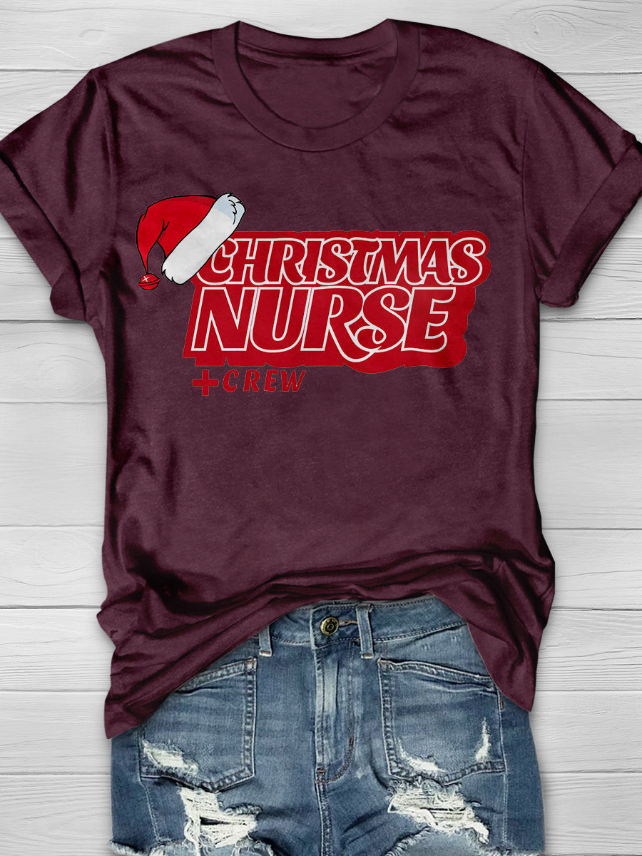 Christmas Nurse Print Short Sleeve T-shirt