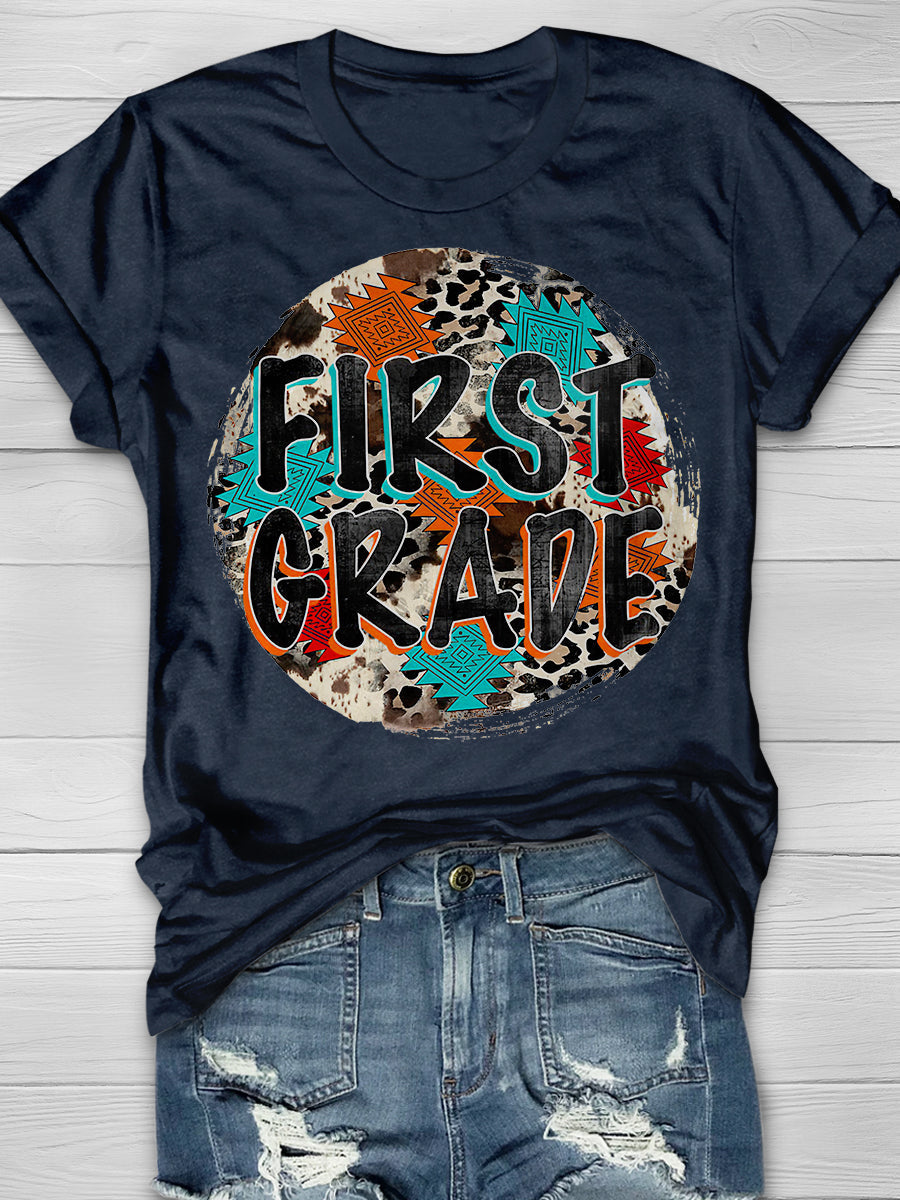 First Grade Print Graphic T-shirts