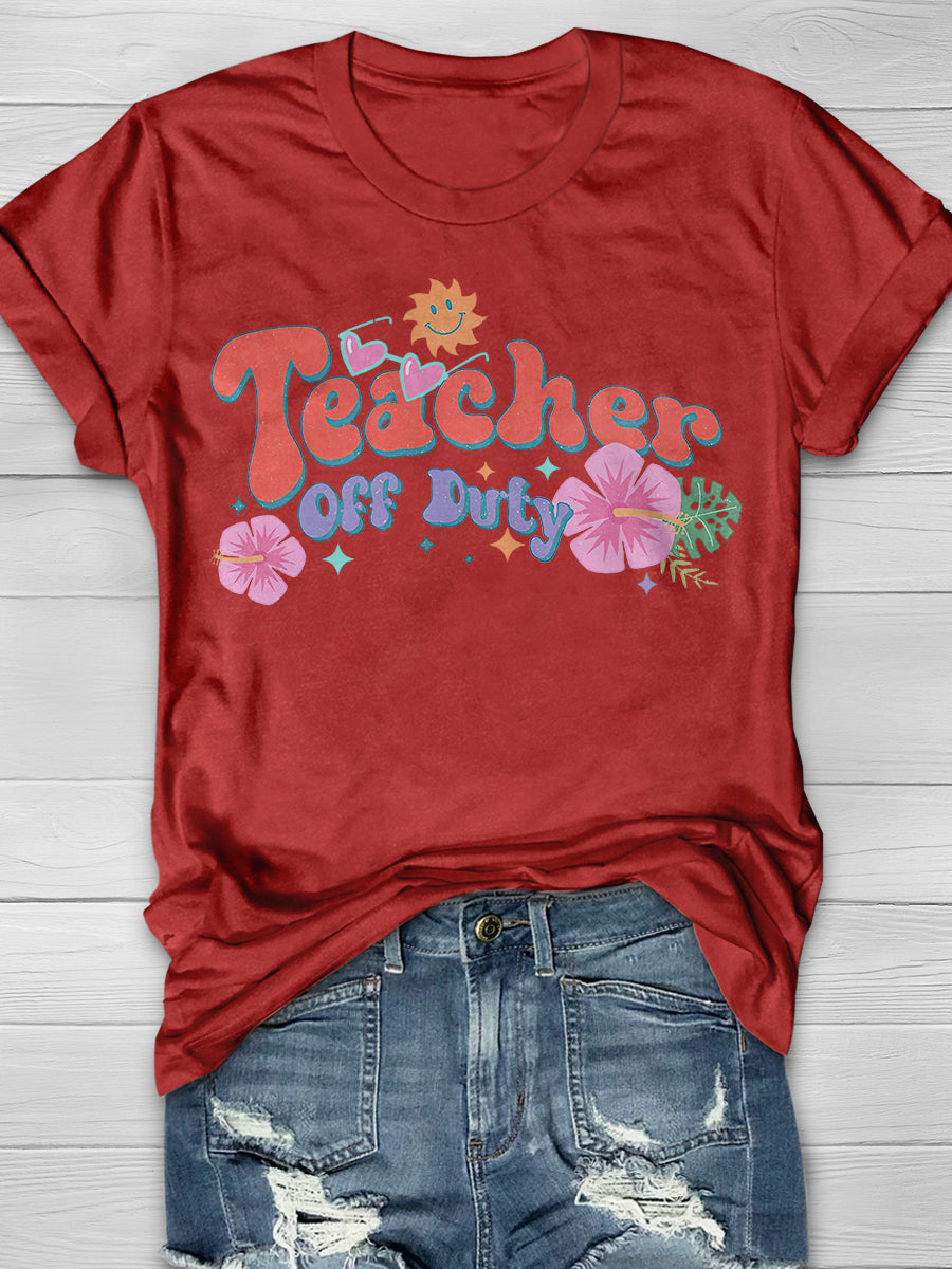 Retro Teacher Off Duty Print Graphic T-shirts