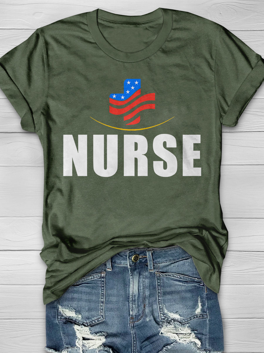 American Nurse Essential Worker Print Short Sleeve T-shirt