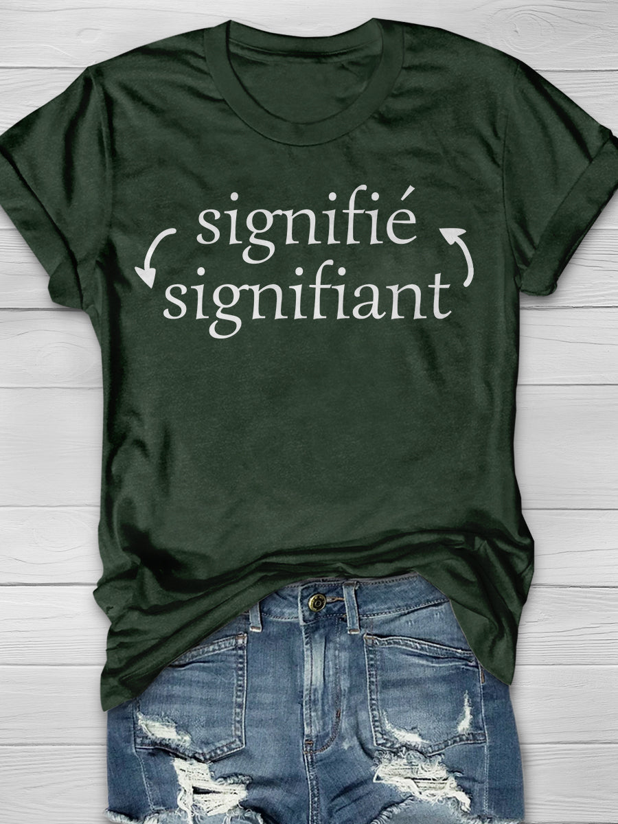 Signifie Signifiant Print Graphic T-shirts