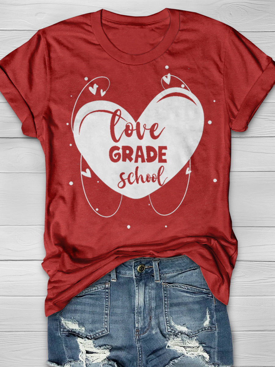 Love Grade School Print Graphic T-shirts