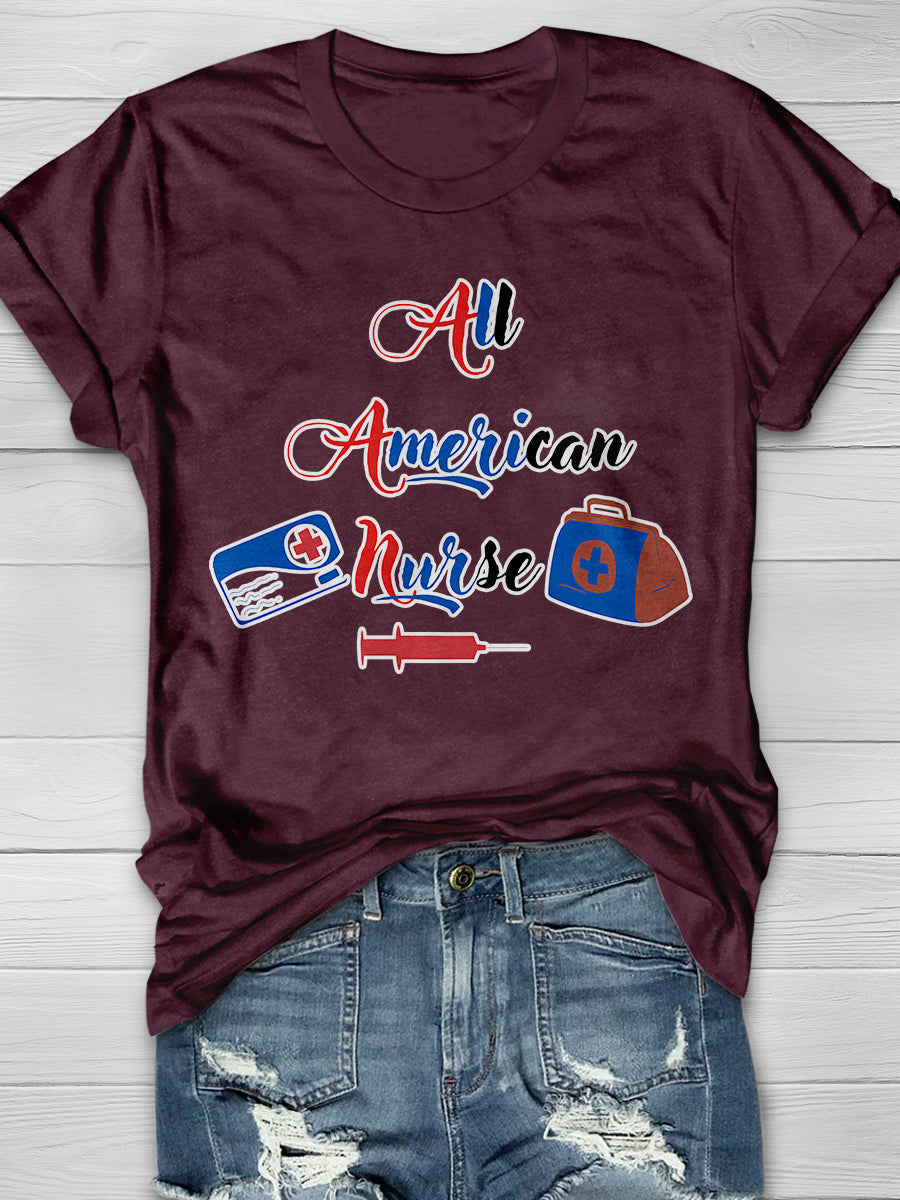 All American Nurse Print Short Sleeve T-shirt