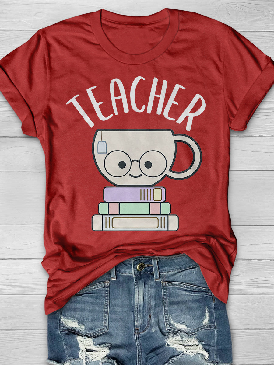 Cute Tea Teacher Pun Print Graphic T-shirts
