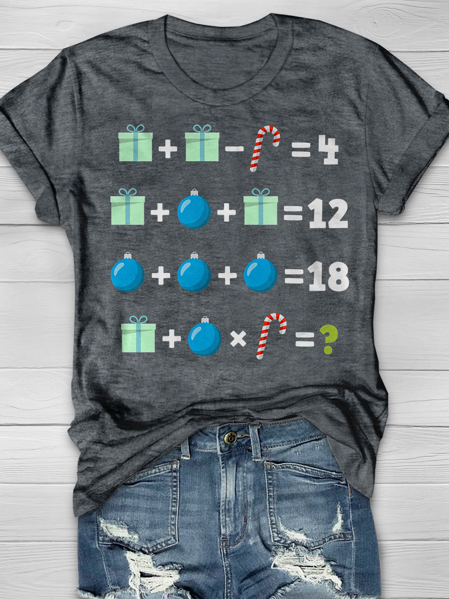 Funny Math Teacher Christmas Print Graphic T-shirts