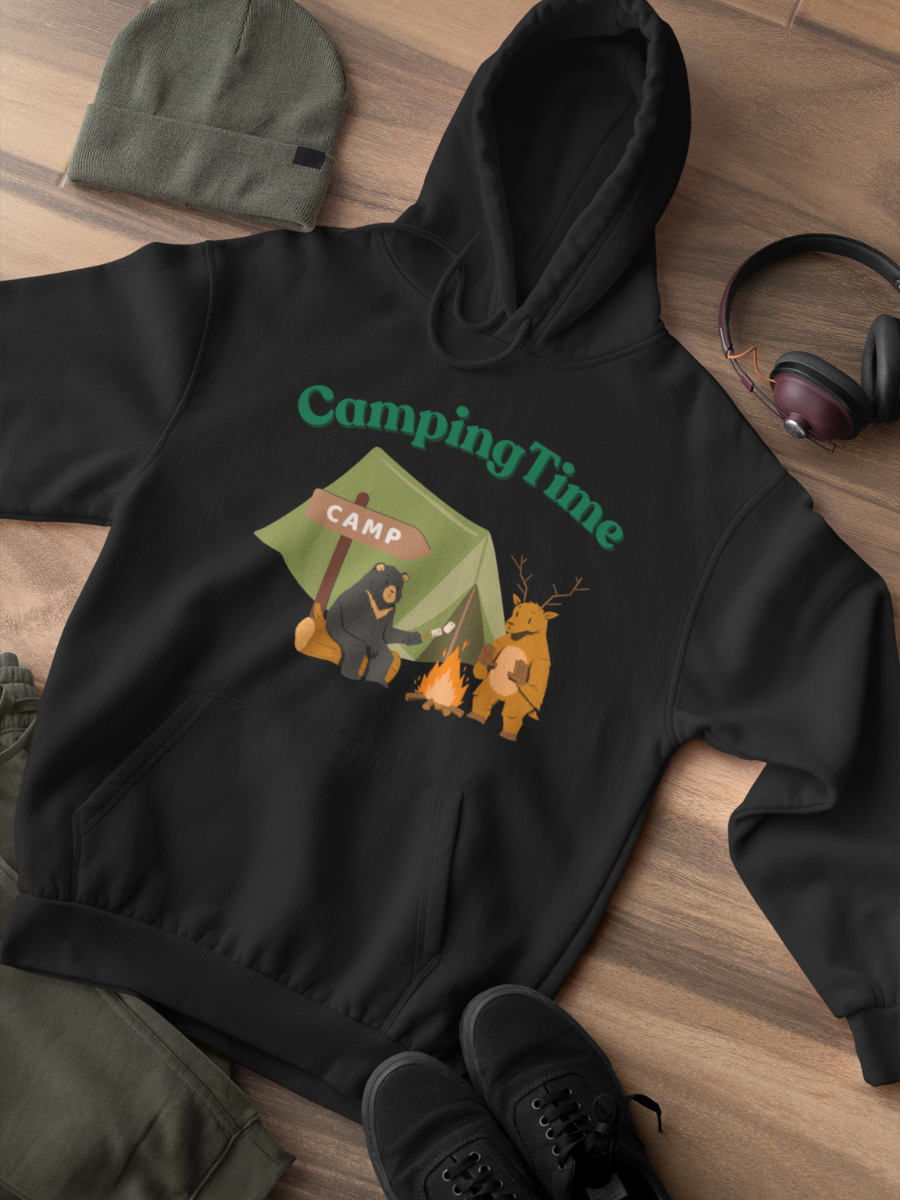 Camping Time Friends Graphic Pure Cotton Hoodie