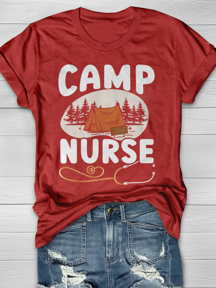 Camp Nurse Print Short Sleeve T-shirt