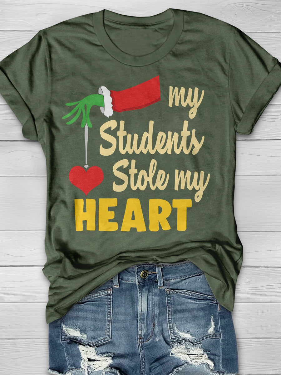 My Students Stole My Heart Print Graphic T-shirts