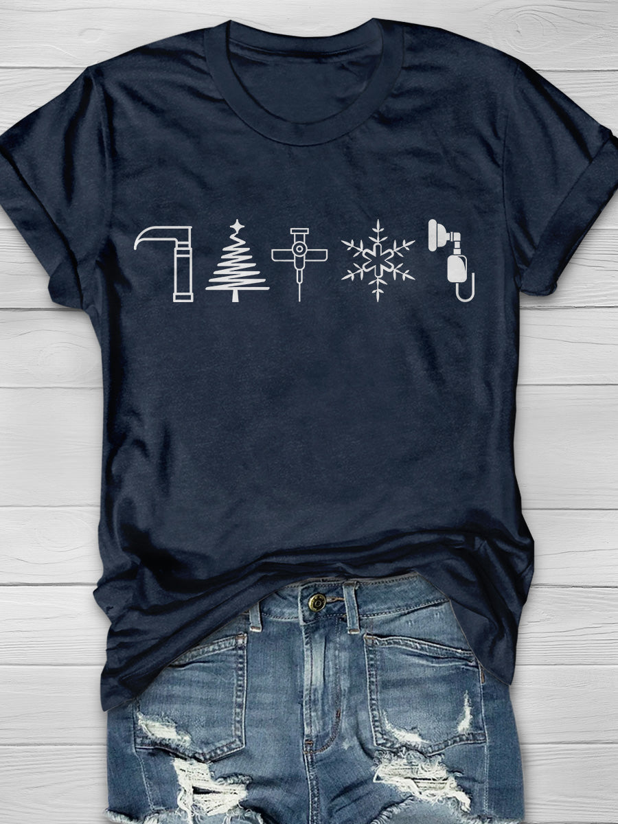 Christmas Print Short Sleeve T-shirt