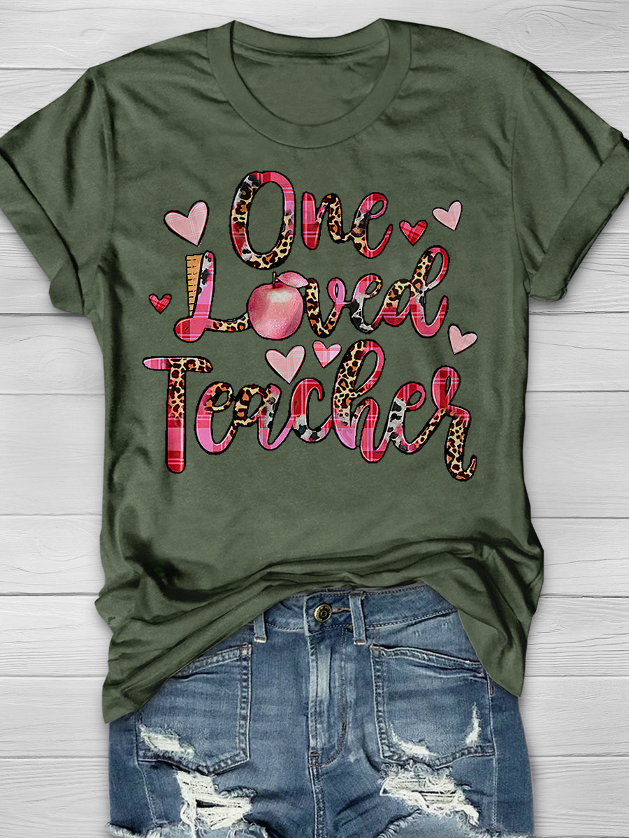 One Loved Teacher Print Graphic T-shirts