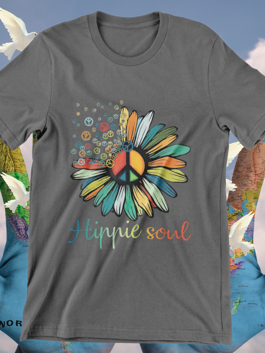 Hippie Soul Peace Sign Sunflower Graphic T-shirts