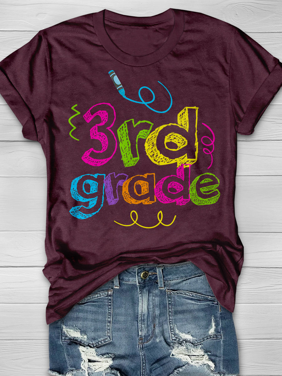 Third Grade Squad Print Graphic T-shirts