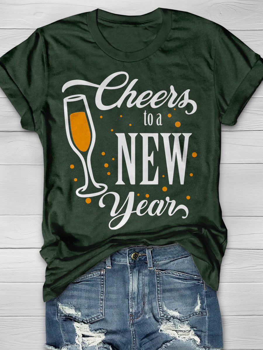 Cheers New Year For Nurse Print Short Sleeve T-shirt