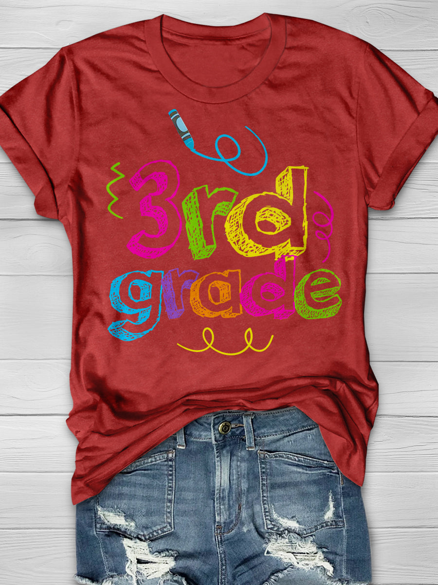 Third Grade Squad Print Graphic T-shirts