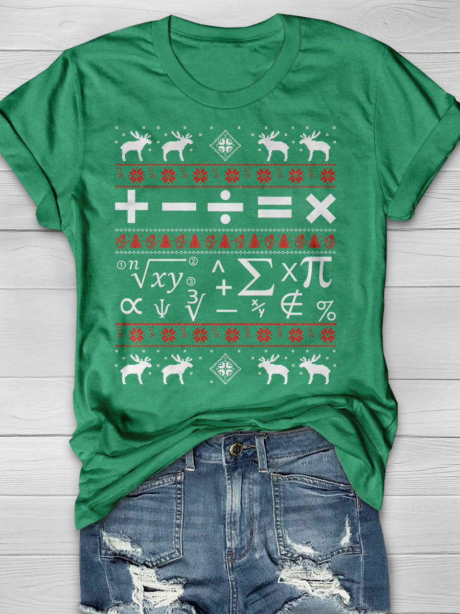 Math Christmas Print Graphic T-shirts