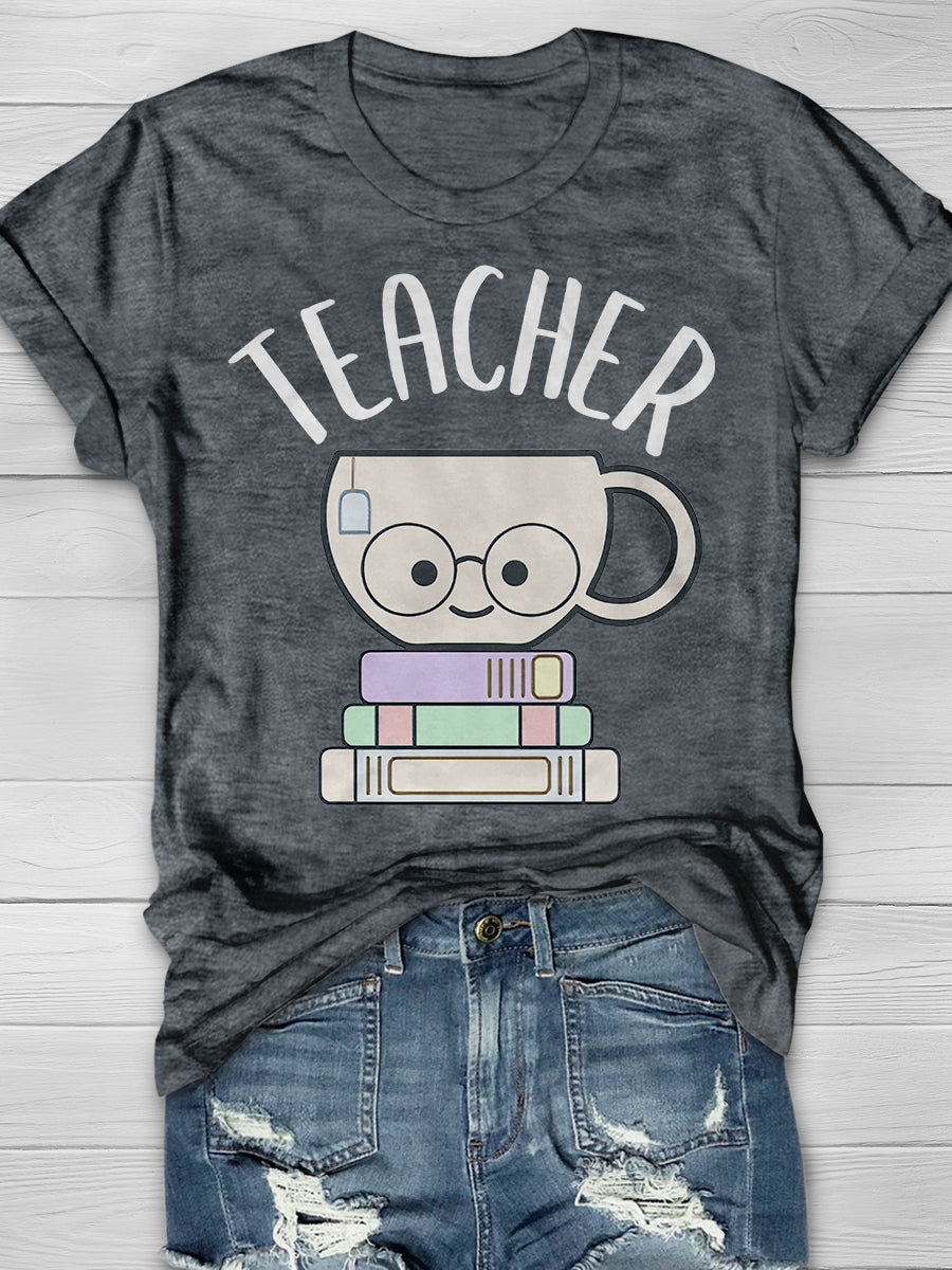 Cute Tea Teacher Pun Print Graphic T-shirts